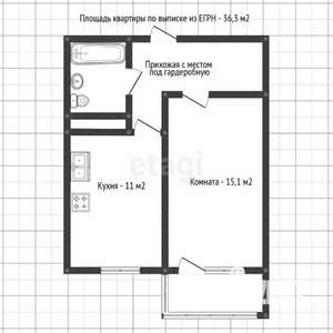 1-к квартира, вторичка, 36м2, 8/24 этаж