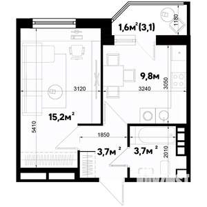 1-к квартира, вторичка, 34м2, 2/9 этаж