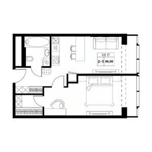 2-к квартира, вторичка, 46м2, 12/19 этаж