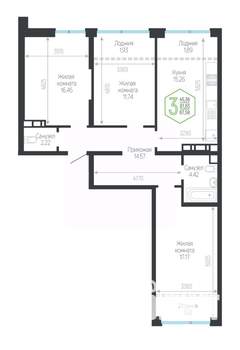 3-к квартира, вторичка, 88м2, 10/24 этаж