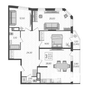 4-к квартира, вторичка, 111м2, 1/16 этаж