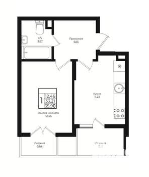 1-к квартира, вторичка, 36м2, 1/10 этаж
