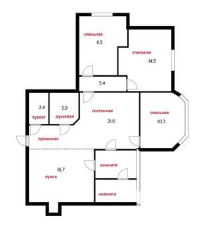 4-к квартира, вторичка, 96м2, 14/17 этаж