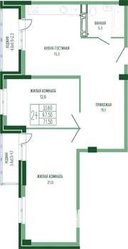 2-к квартира, вторичка, 73м2, 5/5 этаж