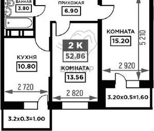 2-к квартира, вторичка, 53м2, 8/16 этаж