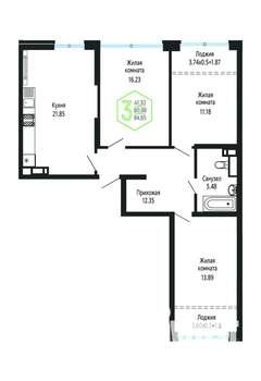3-к квартира, вторичка, 84м2, 3/24 этаж