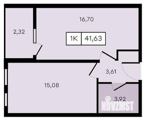 1-к квартира, вторичка, 42м2, 8/8 этаж