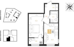 1-к квартира, вторичка, 44м2, 2/9 этаж