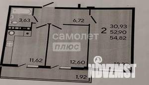2-к квартира, вторичка, 55м2, 3/5 этаж
