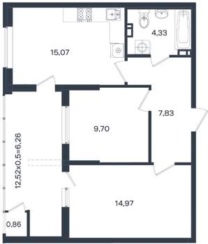 2-к квартира, вторичка, 59м2, 5/18 этаж