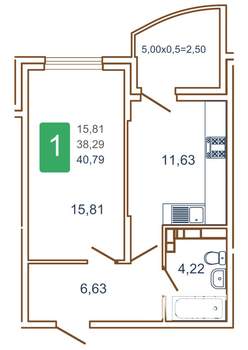 1-к квартира, вторичка, 42м2, 9/16 этаж