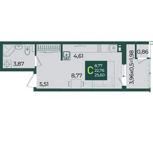 Студия квартира, вторичка, 26м2, 4/18 этаж