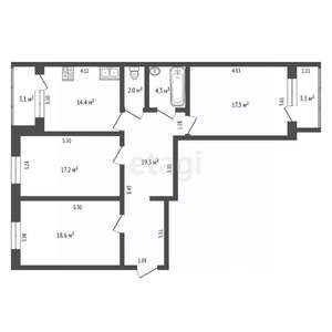 3-к квартира, вторичка, 93м2, 2/9 этаж