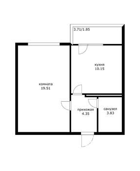 1-к квартира, вторичка, 38м2, 9/16 этаж