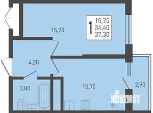 1-к квартира, строящийся дом, 37м2, 5/24 этаж