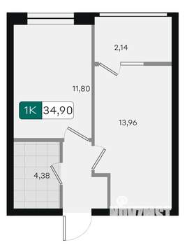 1-к квартира, вторичка, 35м2, 5/9 этаж