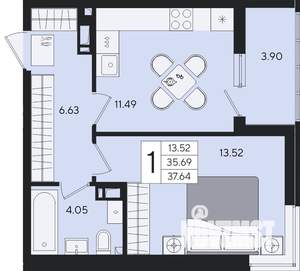 1-к квартира, вторичка, 38м2, 6/8 этаж