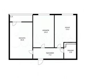 2-к квартира, вторичка, 57м2, 8/8 этаж