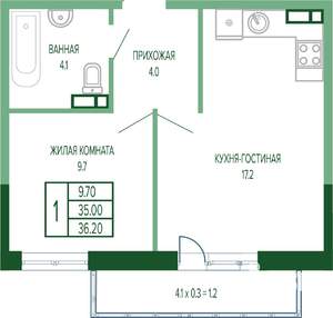 1-к квартира, вторичка, 36м2, 2/17 этаж