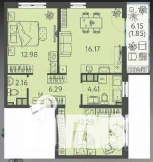 2-к квартира, вторичка, 55м2, 4/4 этаж