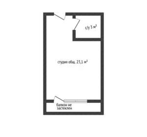 Студия квартира, вторичка, 23м2, 16/16 этаж