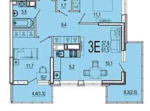 2-к квартира, вторичка, 66м2, 7/22 этаж