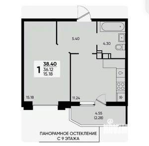 1-к квартира, вторичка, 39м2, 9/22 этаж
