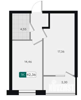 1-к квартира, вторичка, 42м2, 2/18 этаж