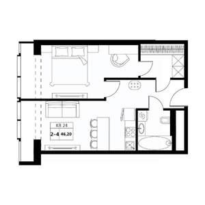 2-к квартира, вторичка, 46м2, 10/19 этаж