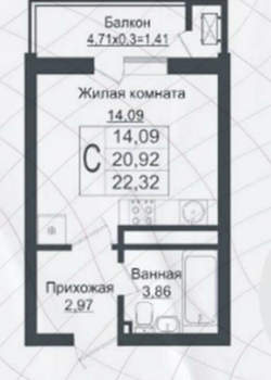 Студия квартира, вторичка, 22м2, 6/16 этаж