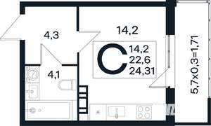 Студия квартира, вторичка, 24м2, 4/4 этаж