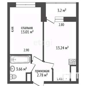 1-к квартира, вторичка, 33м2, 8/25 этаж