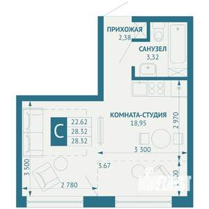 Студия квартира, строящийся дом, 28м2, 4/18 этаж
