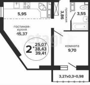 1-к квартира, вторичка, 38м2, 16/24 этаж