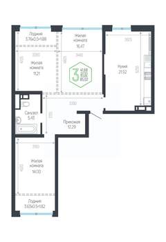 Студия квартира, вторичка, 85м2, 12/24 этаж