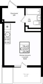 Студия квартира, вторичка, 26м2, 4/10 этаж