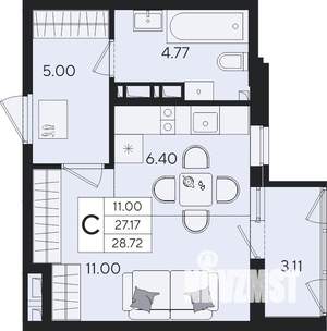 Студия квартира, вторичка, 29м2, 5/9 этаж