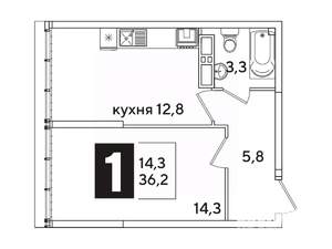 1-к квартира, вторичка, 36м2, 16/16 этаж