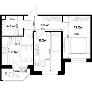 2-к квартира, вторичка, 45м2, 1/9 этаж