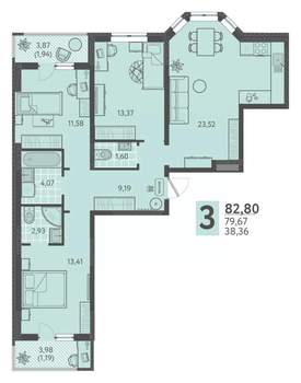 3-к квартира, вторичка, 83м2, 2/18 этаж