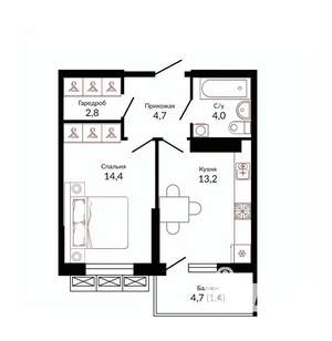 1-к квартира, вторичка, 40м2, 11/20 этаж