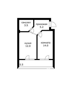 1-к квартира, вторичка, 31м2, 3/5 этаж