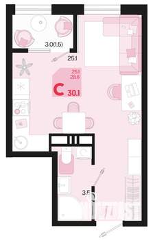 Студия квартира, вторичка, 30м2, 14/18 этаж