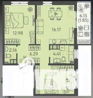 2-к квартира, вторичка, 55м2, 4/4 этаж