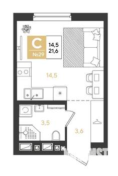Студия квартира, строящийся дом, 22м2, 4/18 этаж
