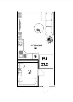 Студия квартира, вторичка, 23м2, 23/24 этаж
