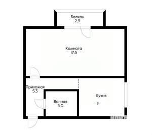 1-к квартира, вторичка, 33м2, 2/4 этаж