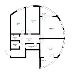3-к квартира, вторичка, 104м2, 7/25 этаж