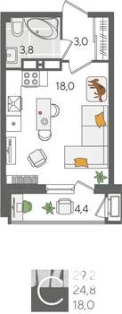 Студия квартира, вторичка, 29м2, 16/24 этаж