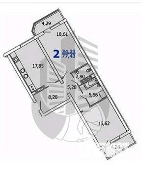2-к квартира, вторичка, 85м2, 4/24 этаж